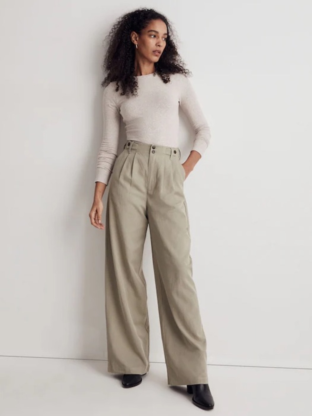 Madewell The Harlow Wide Leg Pants Chino Size 00 EUC